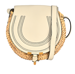 Marcie Round Crossbody, Leather/Raffia, White/Beige, D2J1FW, DB, 3*